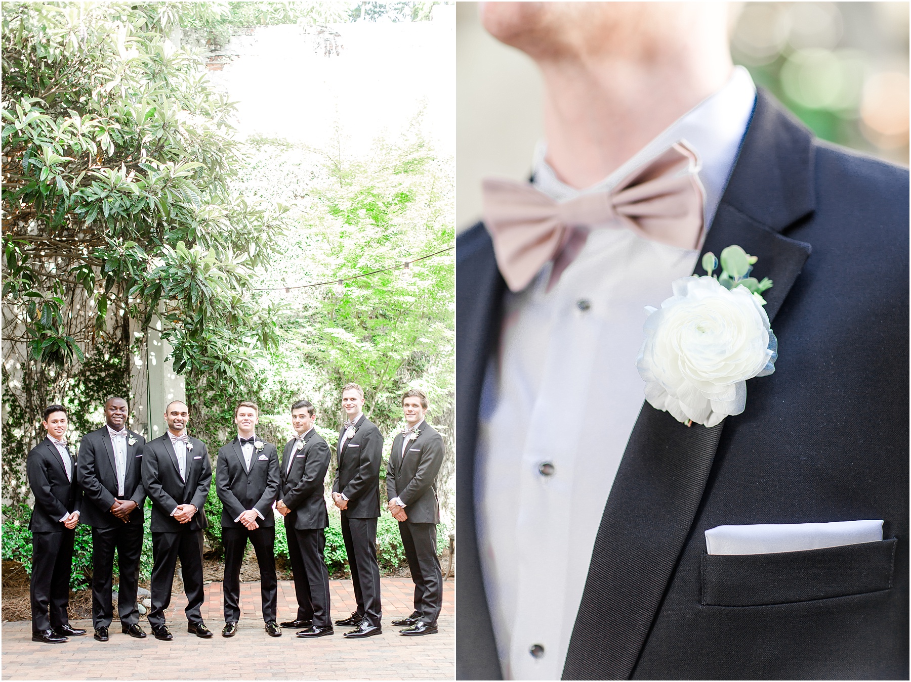 Bakery 105 and The Cottage Groomsmen in Classic Black and White Tux