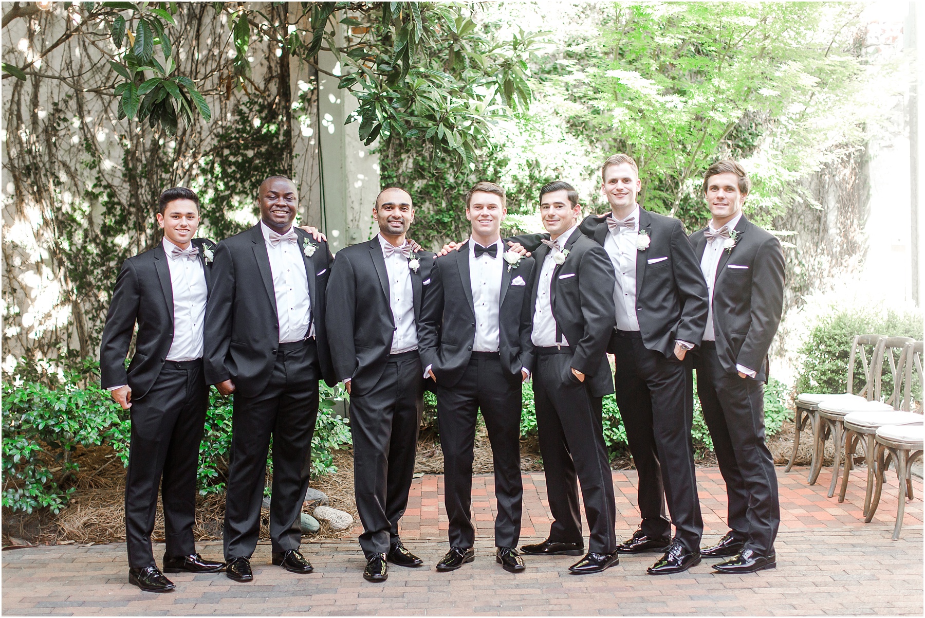 Bakery 105 and The Cottage Groomsmen in Classic Black and White Tux