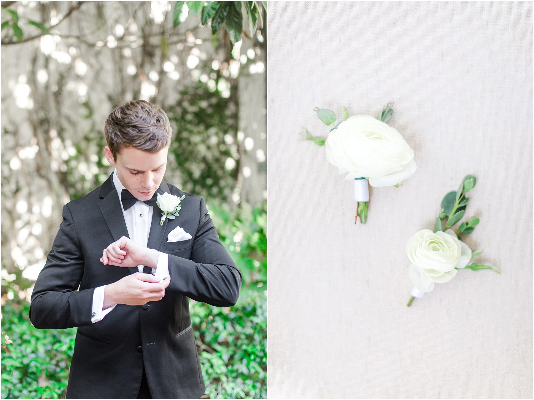 Bakery 105 and The Cottage Groomsmen in Classic Black and White Tux