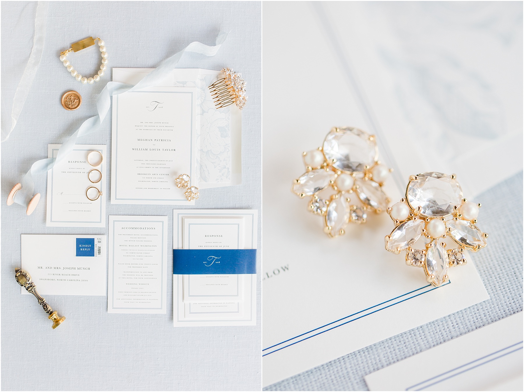 dusty blue and coral coastal wedding