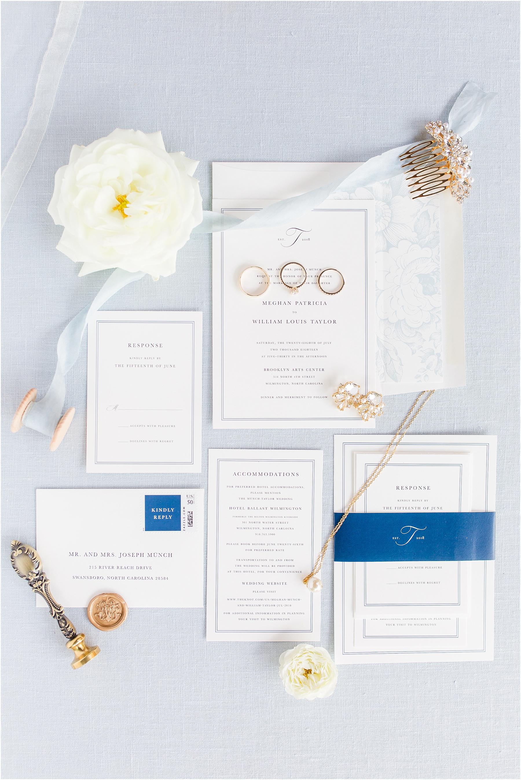 dusty blue and coral coastal wedding