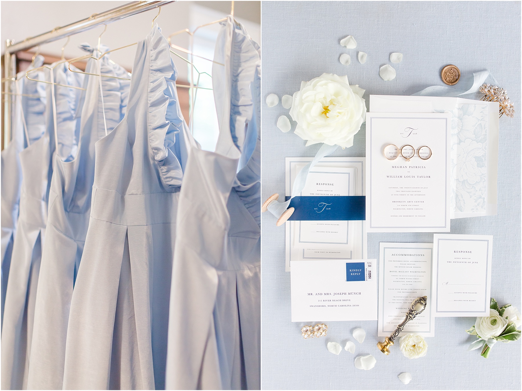 dusty blue and coral coastal wedding