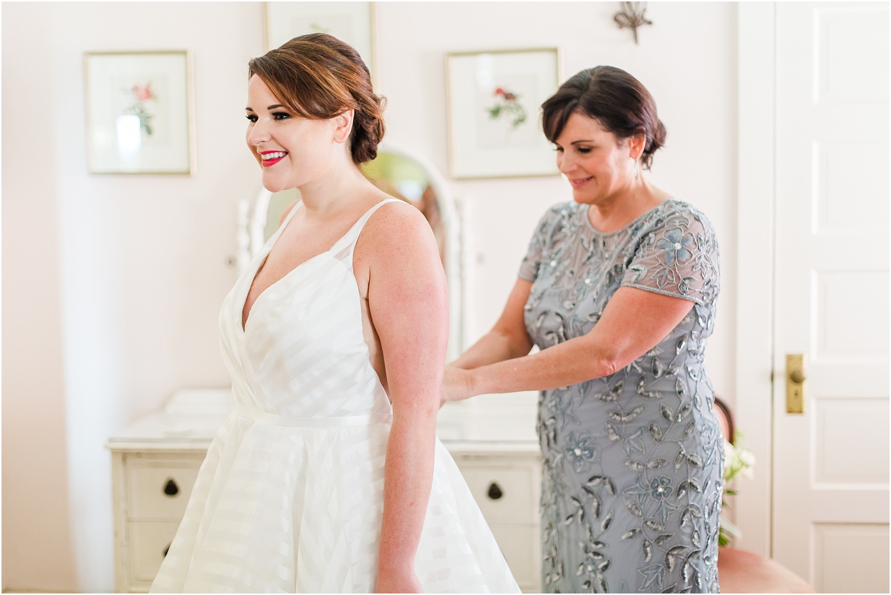 dusty blue and coral coastal wedding