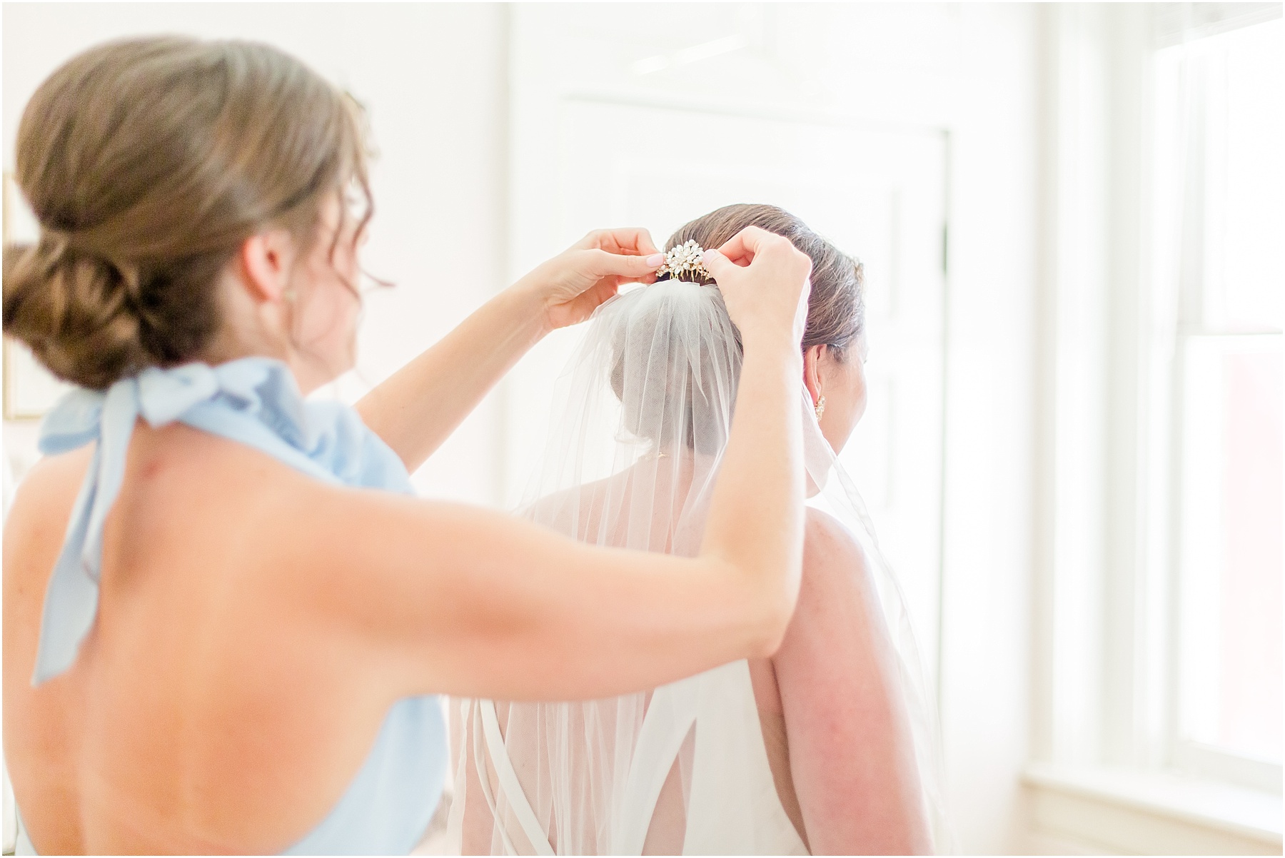 dusty blue and coral coastal wedding