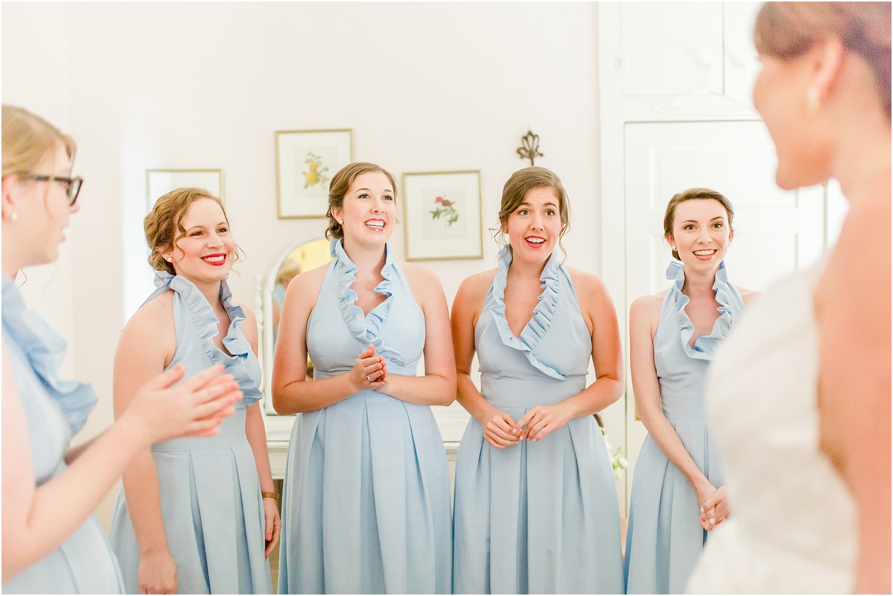 dusty blue and coral coastal wedding