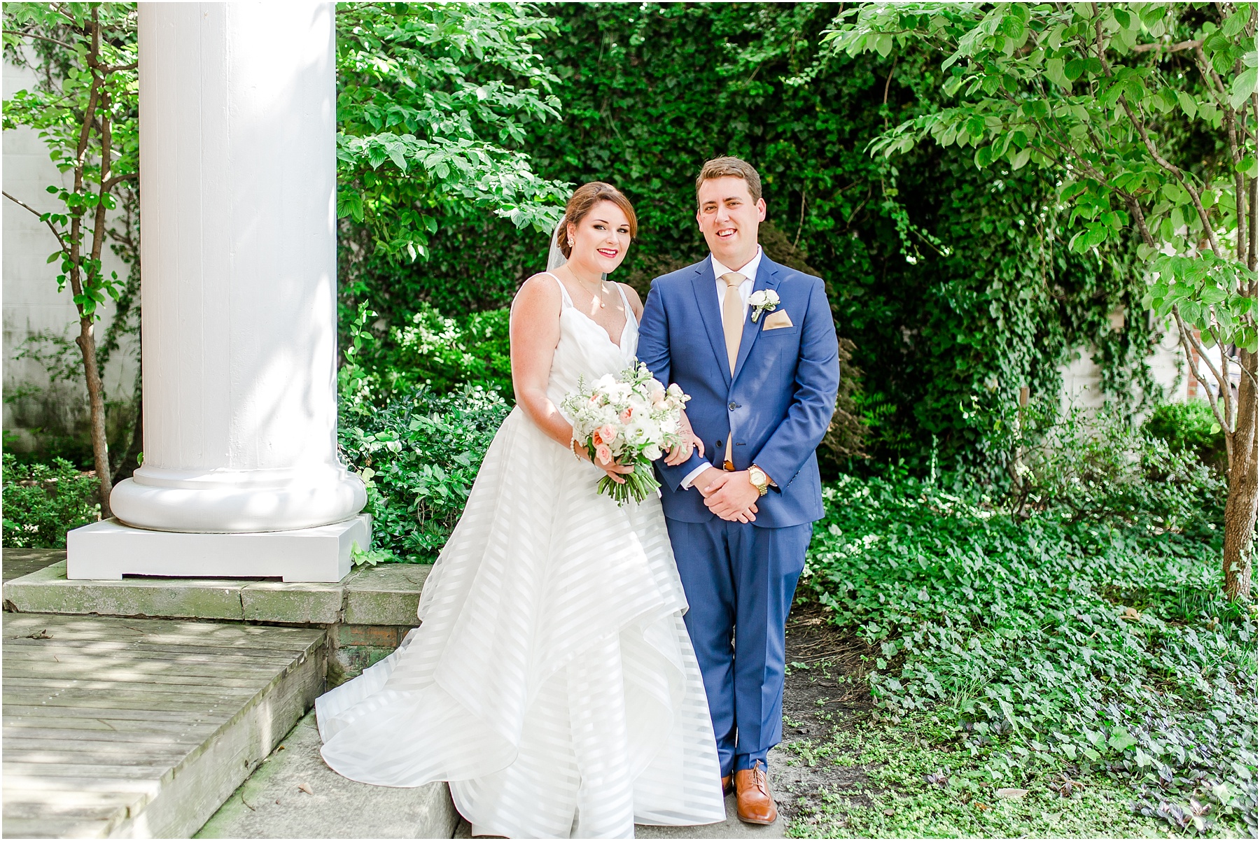 dusty blue and coral coastal wedding