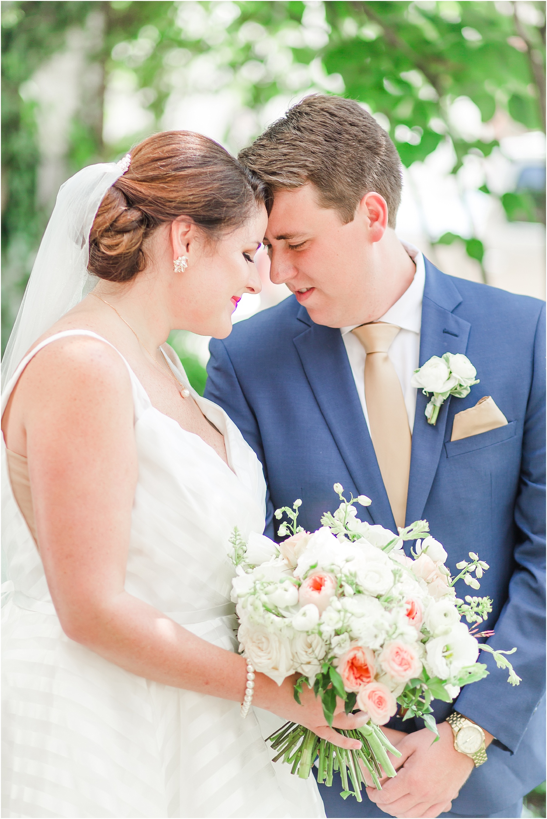 dusty blue and coral coastal wedding