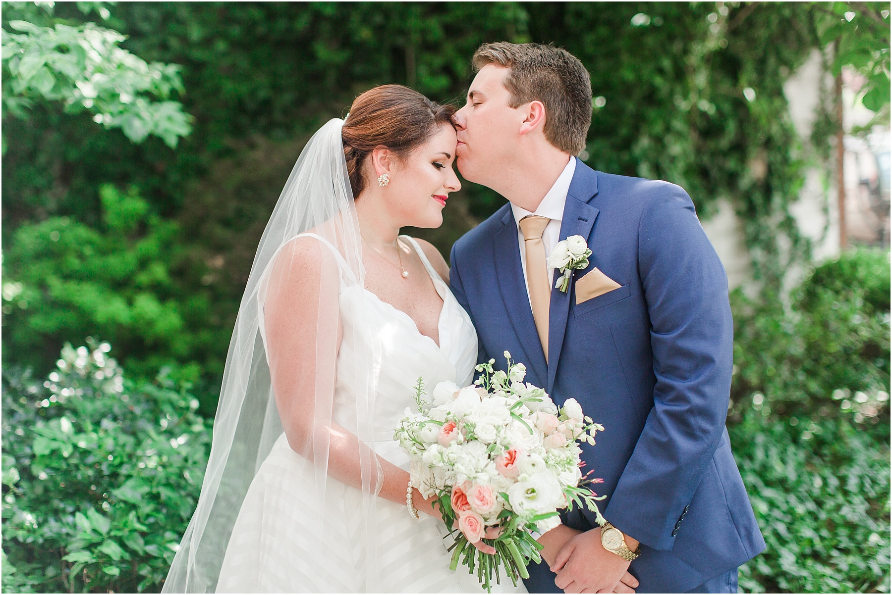 dusty blue and coral coastal wedding