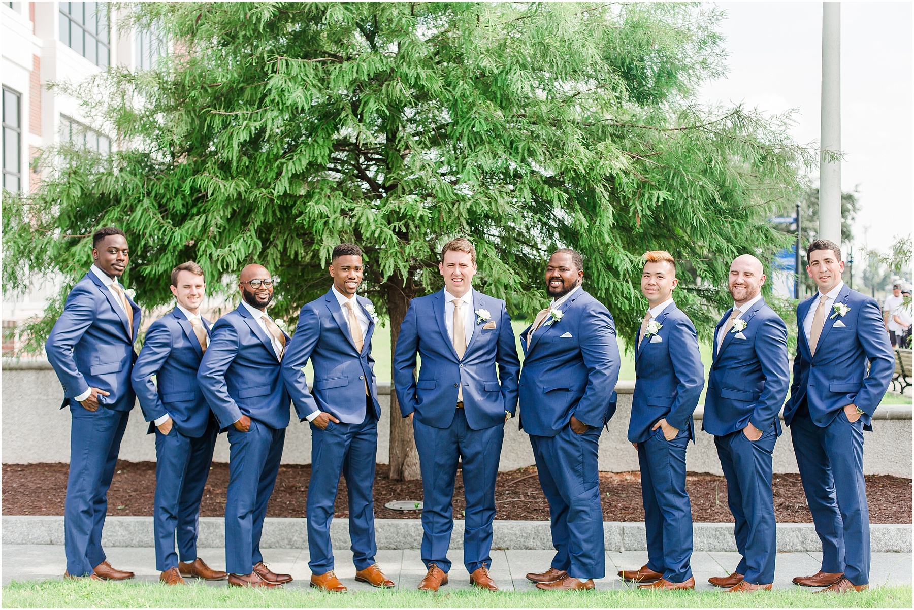 dusty blue and coral coastal wedding