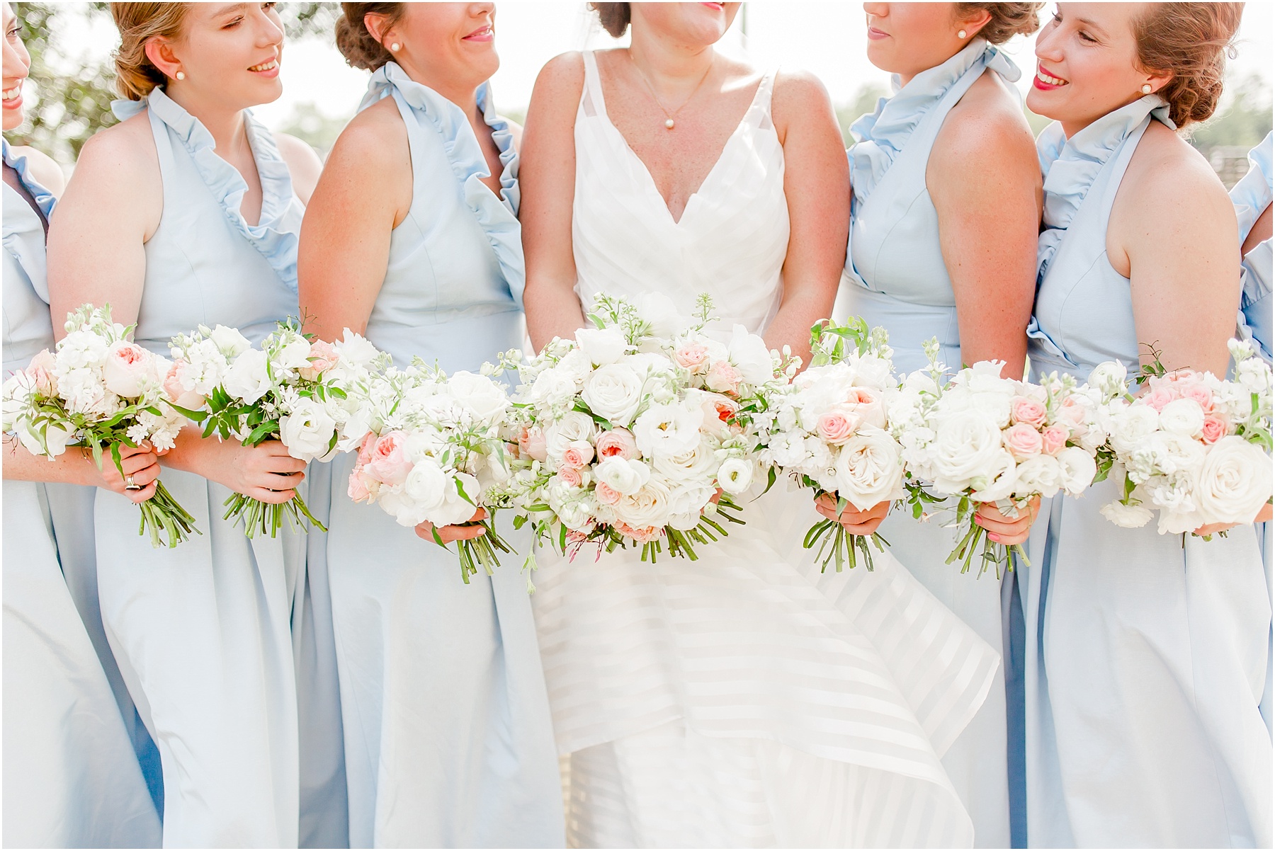 dusty blue and coral coastal wedding