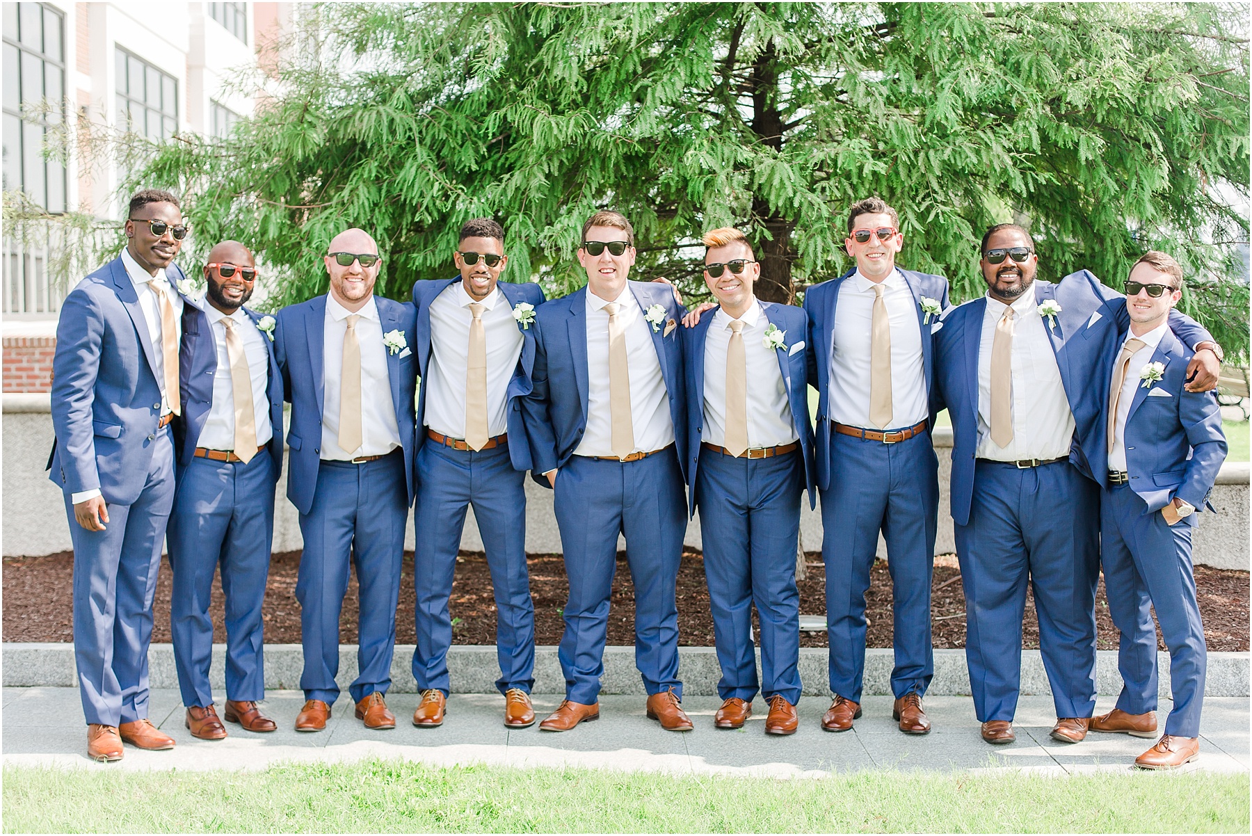 dusty blue and coral coastal wedding