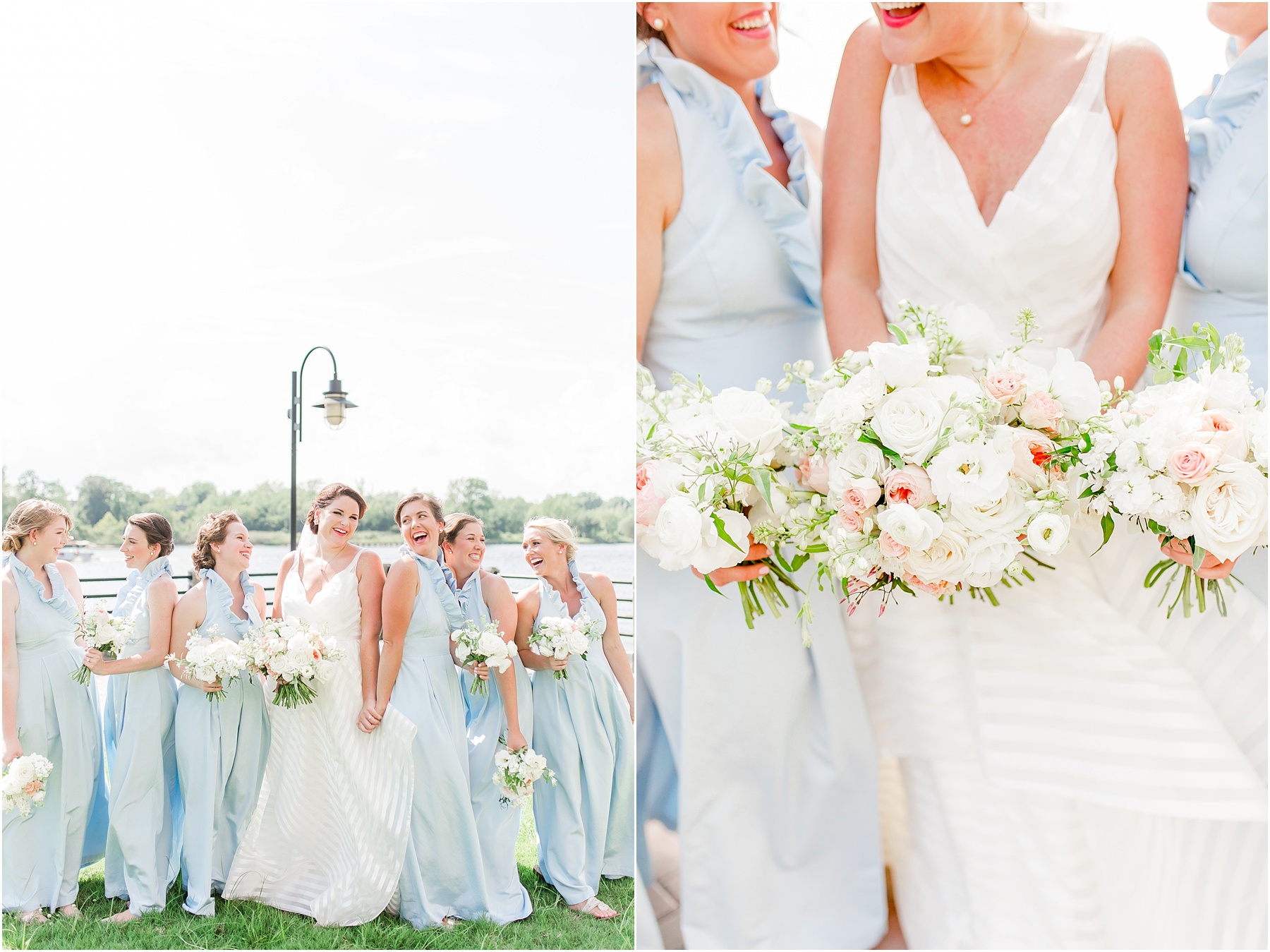 dusty blue and coral coastal wedding