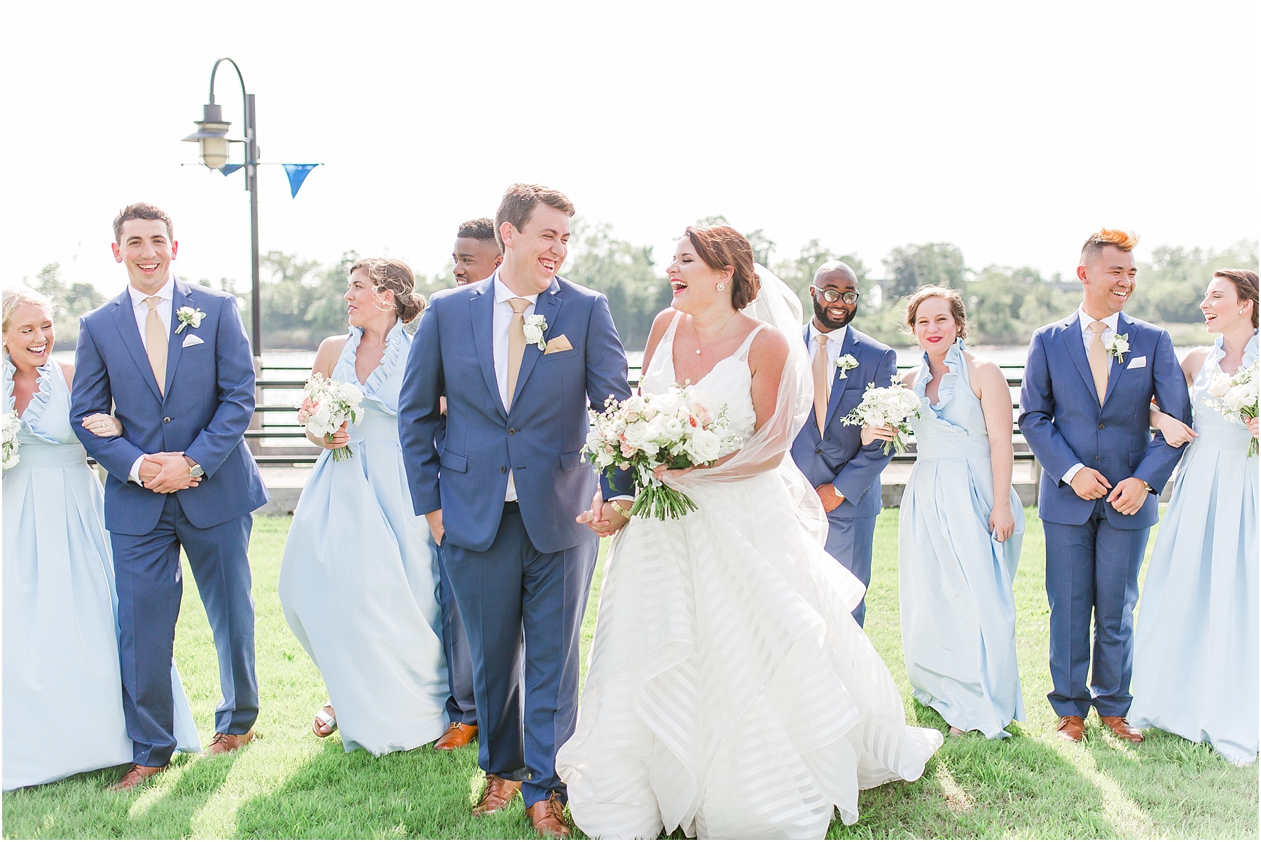 dusty blue and coral coastal wedding