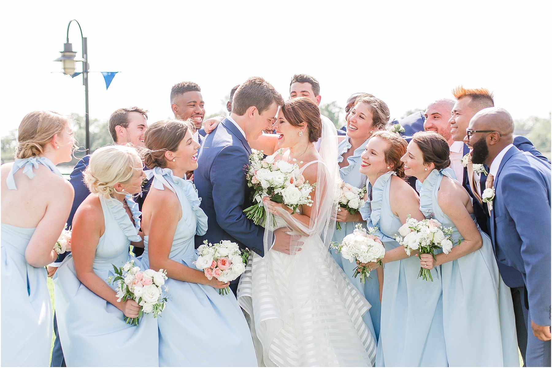 dusty blue and coral coastal wedding