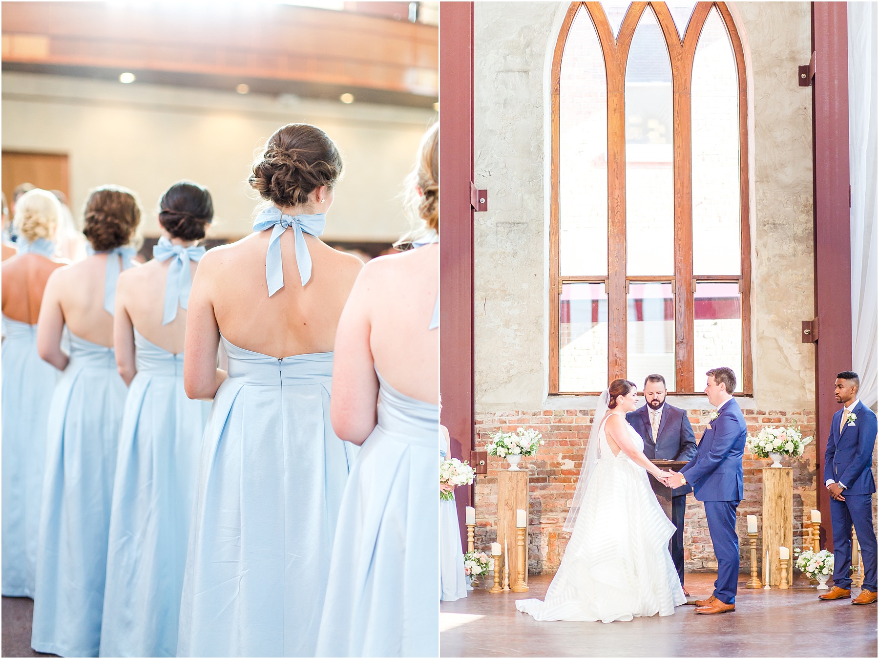 dusty blue and coral coastal wedding