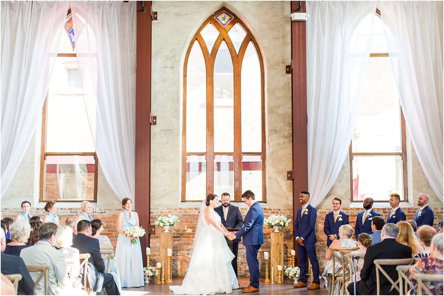 dusty blue and coral coastal wedding