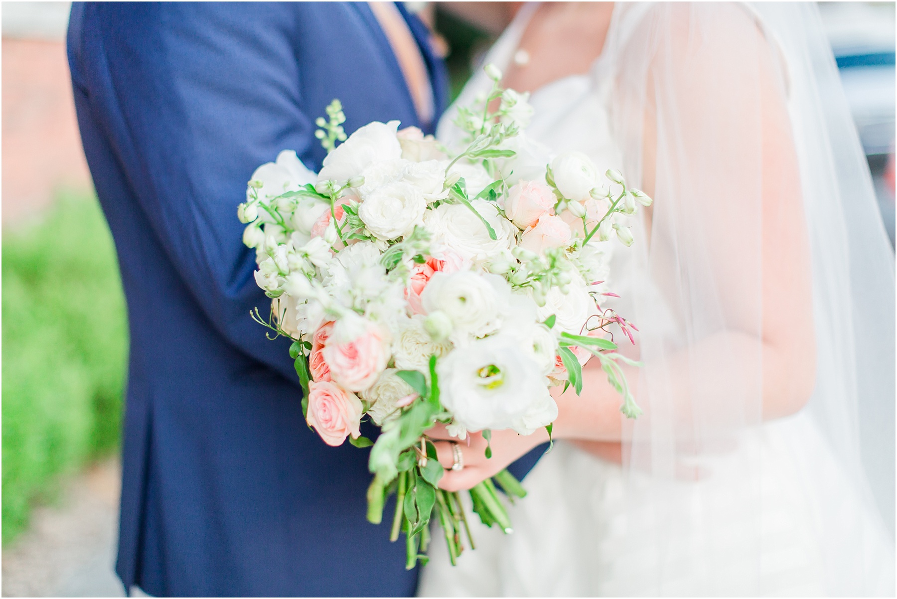 dusty blue and coral coastal wedding