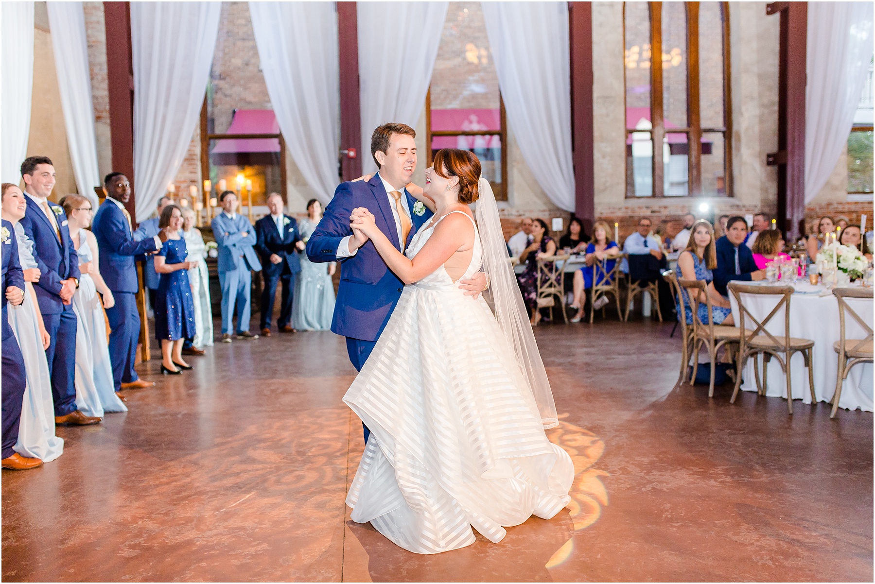 dusty blue and coral coastal wedding