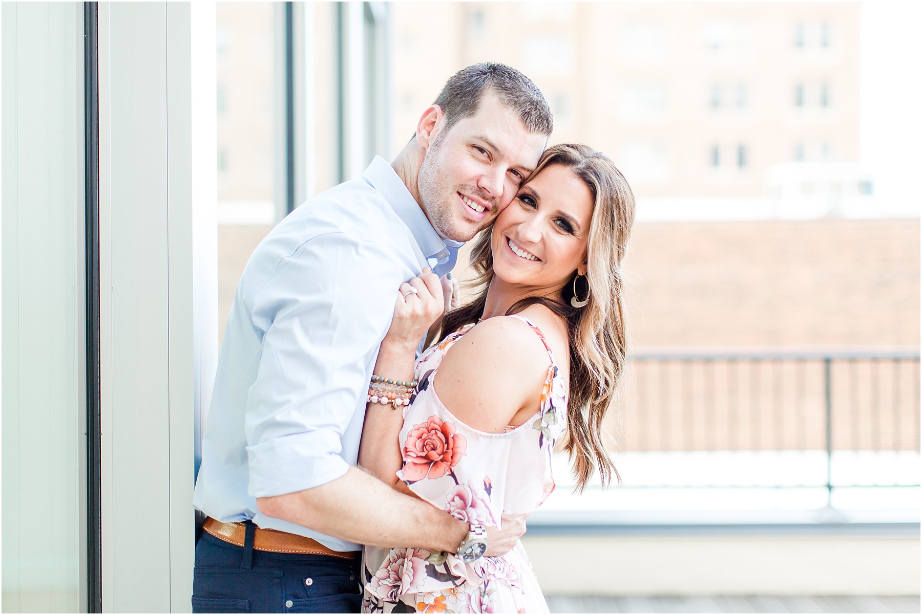 downtown raleigh glass box engagement session