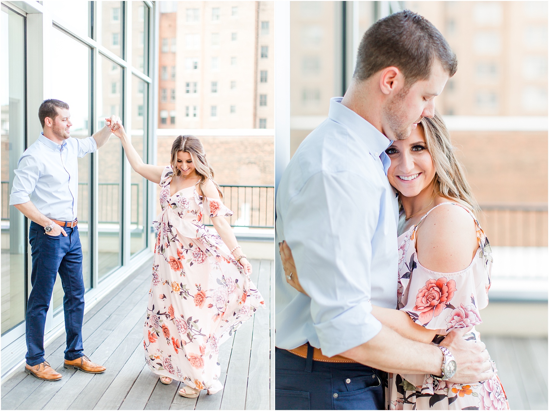 downtown raleigh glass box engagement session