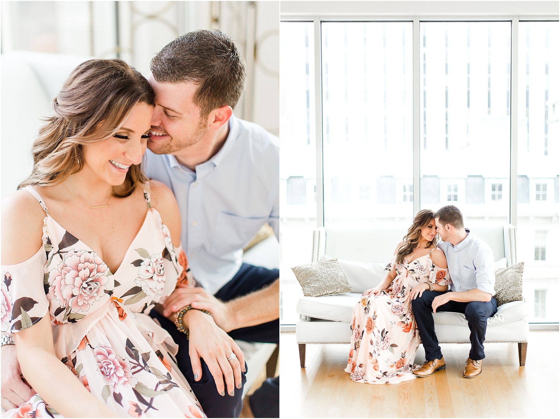 downtown raleigh glass box engagement session