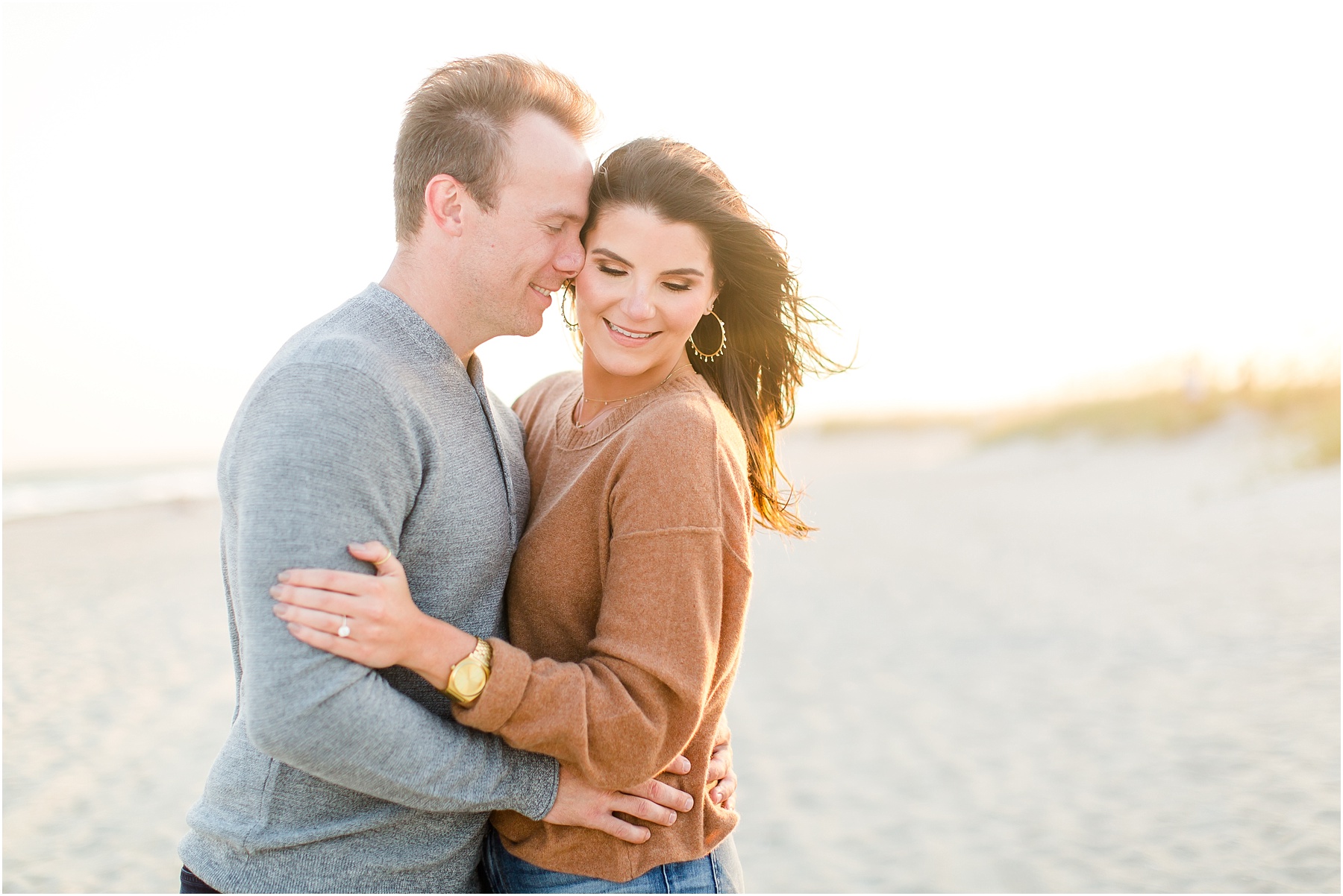 winter coastal engagement session