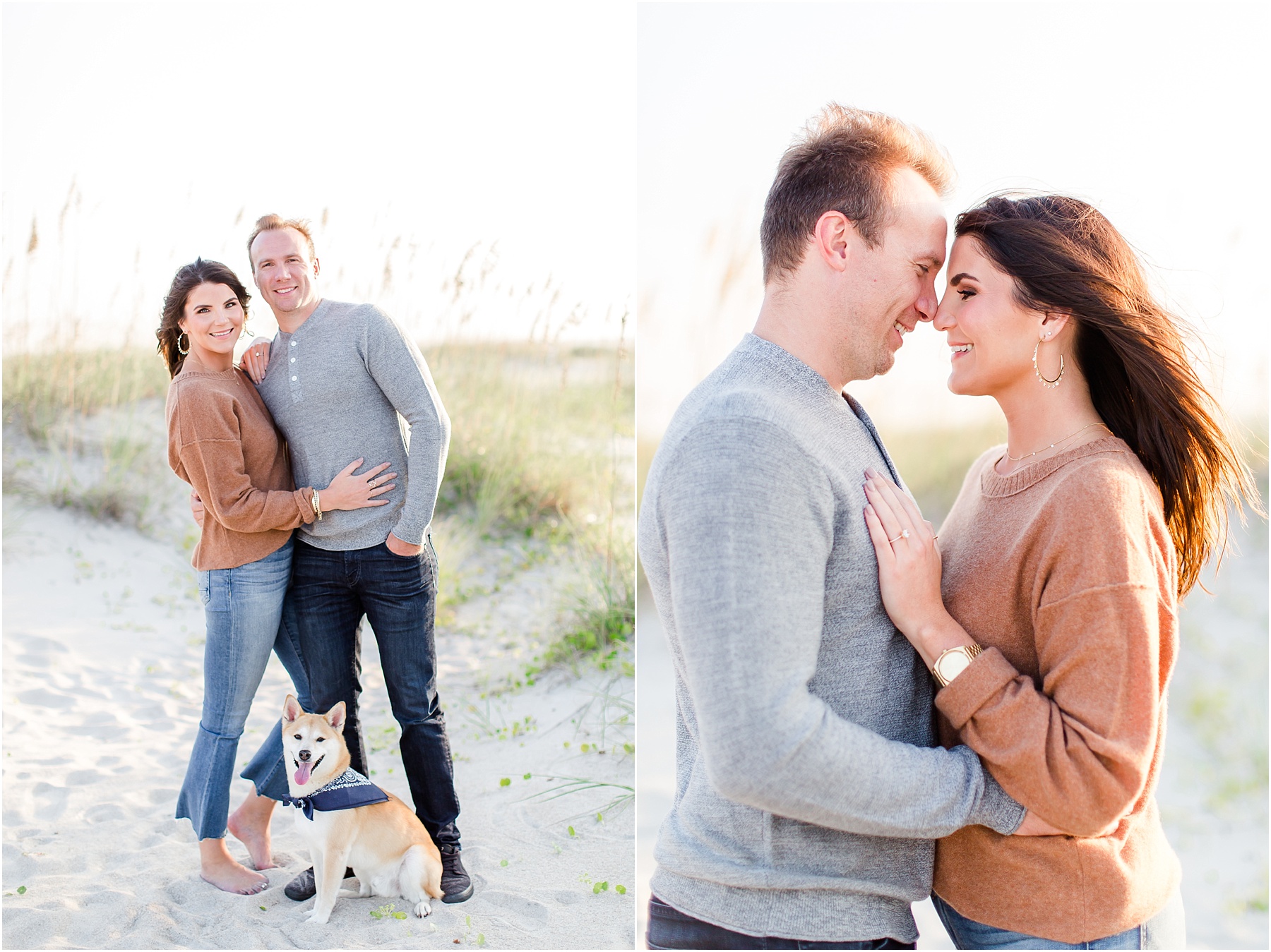 winter coastal engagement session