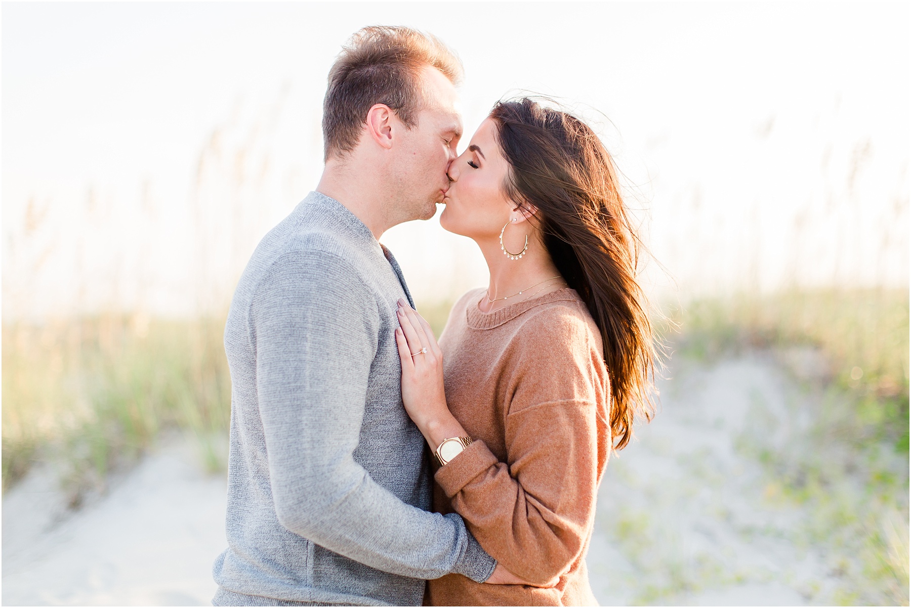 winter coastal engagement session