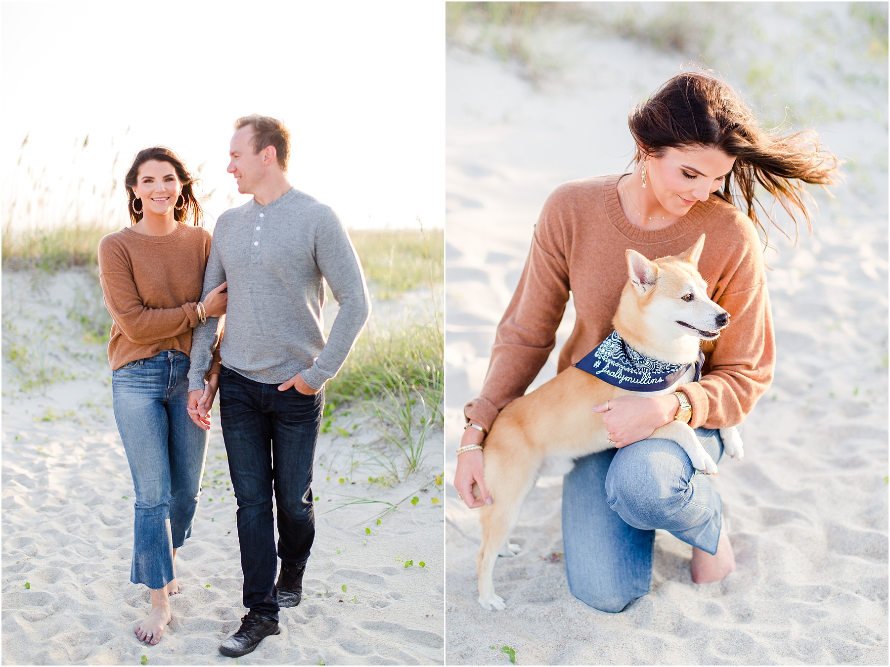 winter coastal engagement session