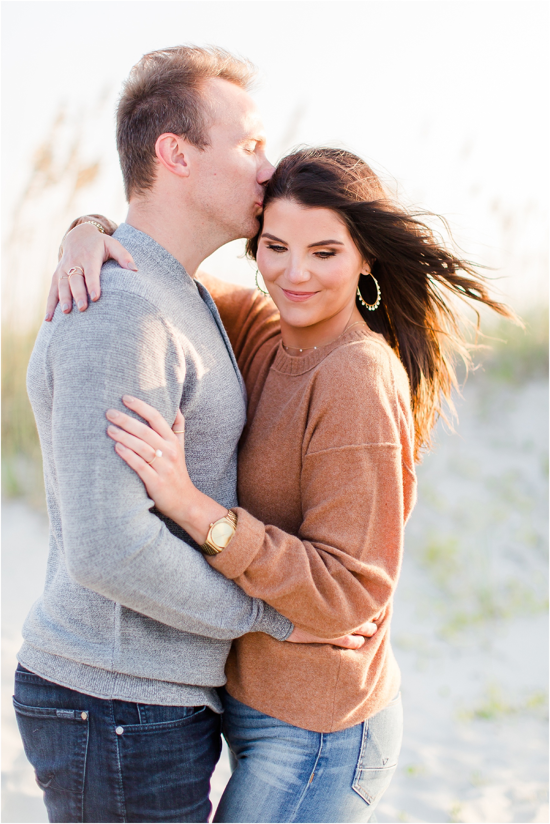 winter coastal engagement session