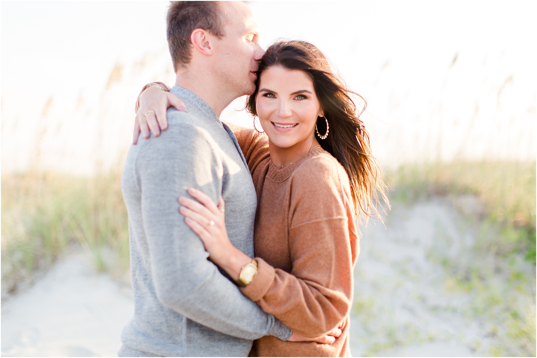 winter coastal engagement session