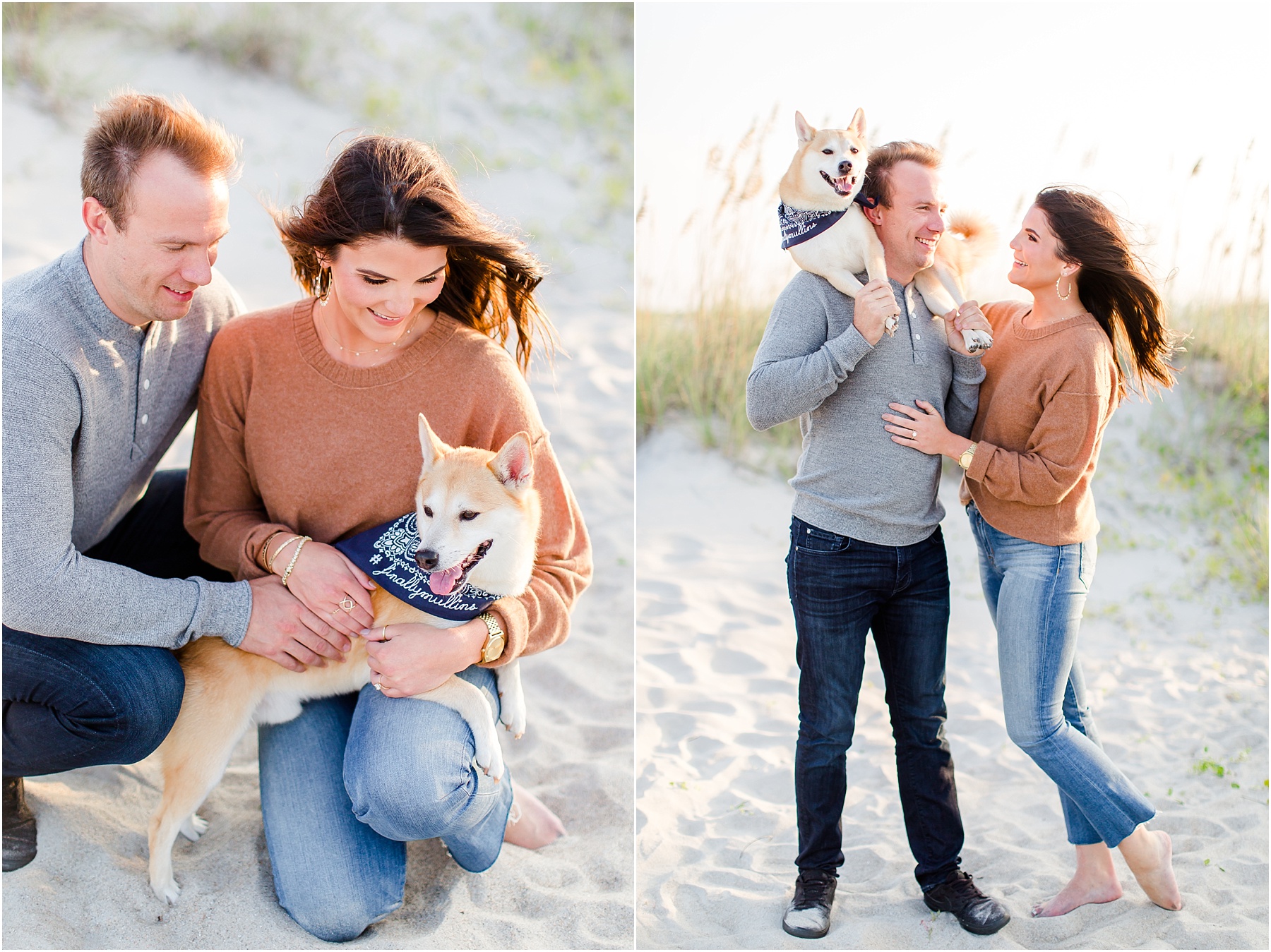 winter coastal engagement session