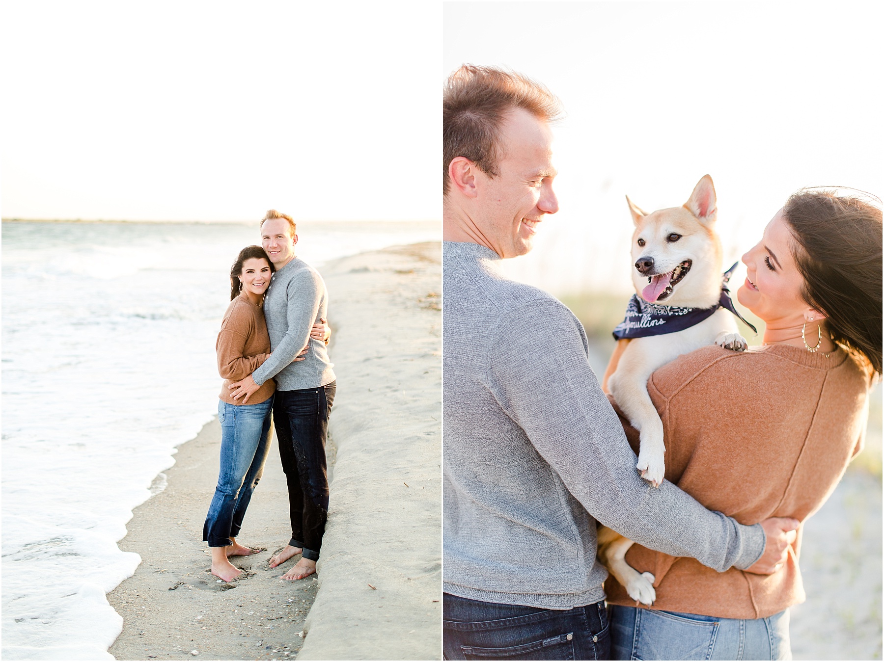 winter coastal engagement session