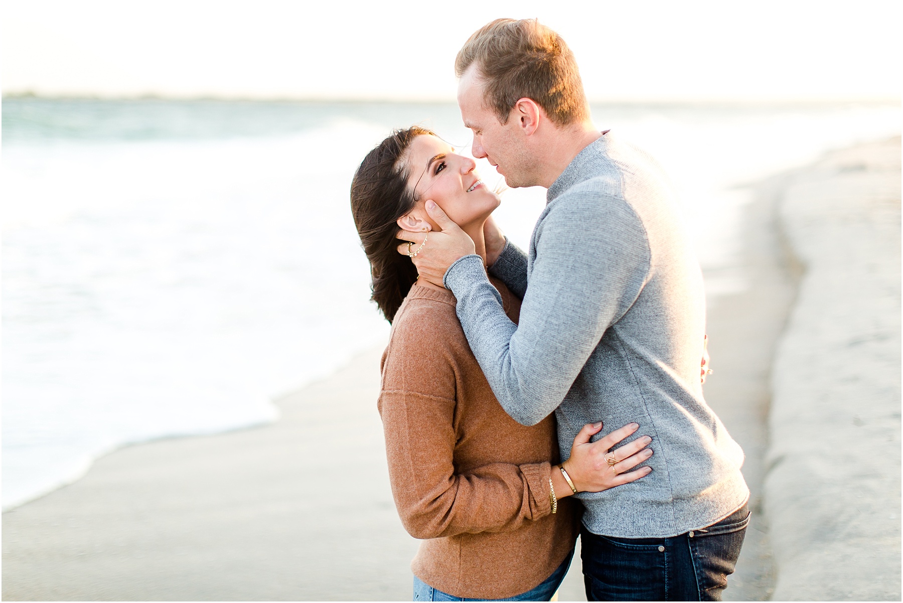 winter coastal engagement session