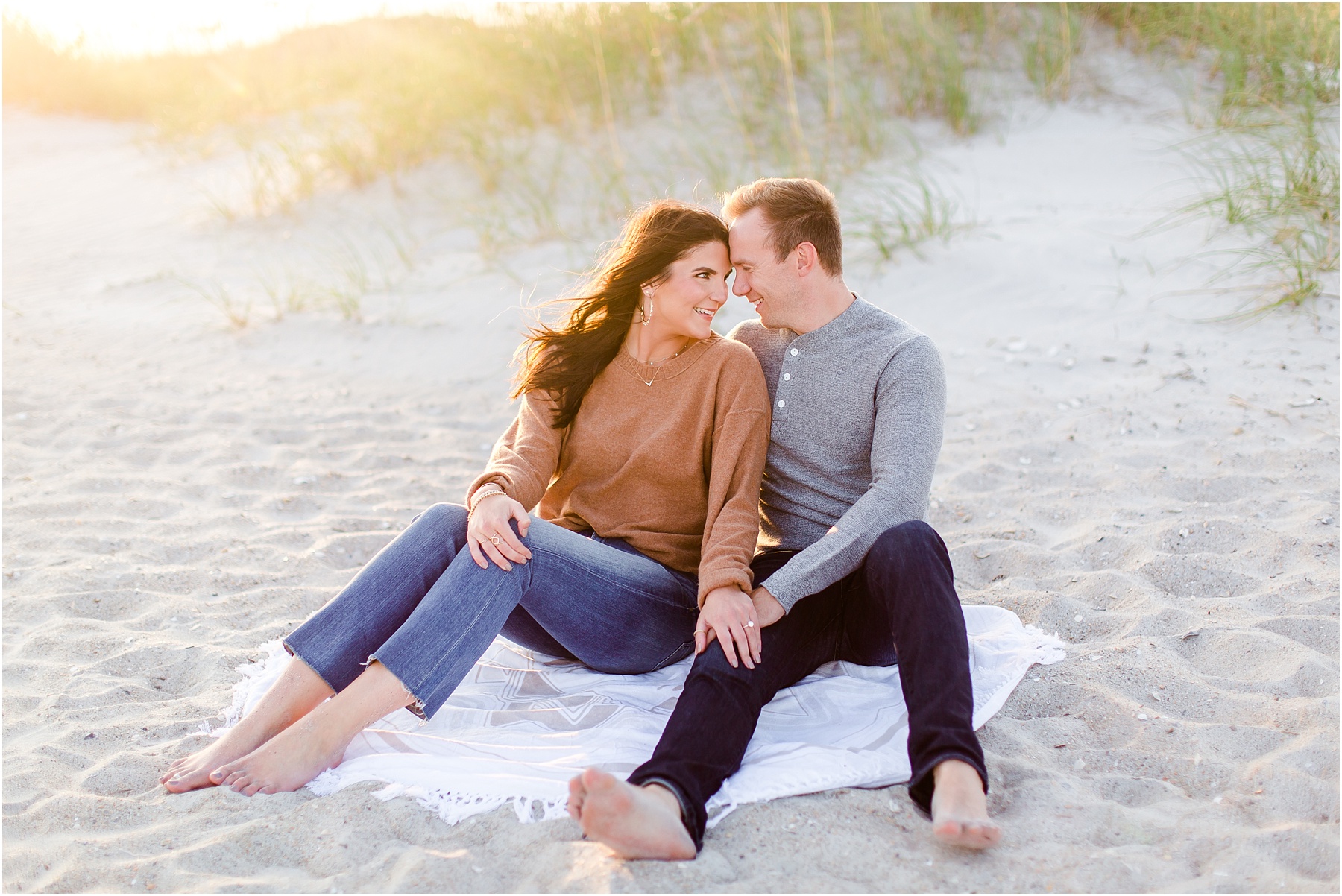 winter coastal engagement session