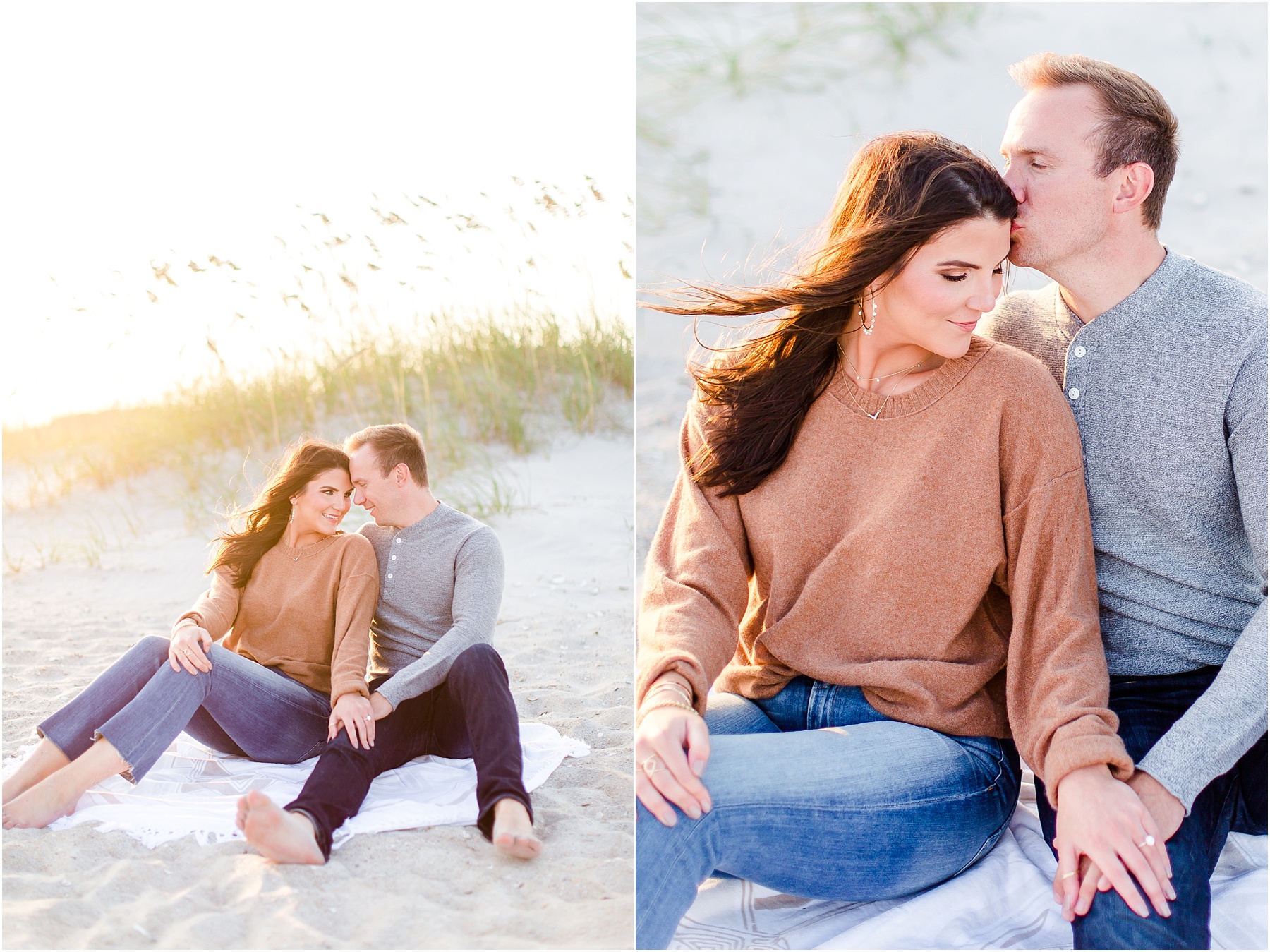 winter coastal engagement session