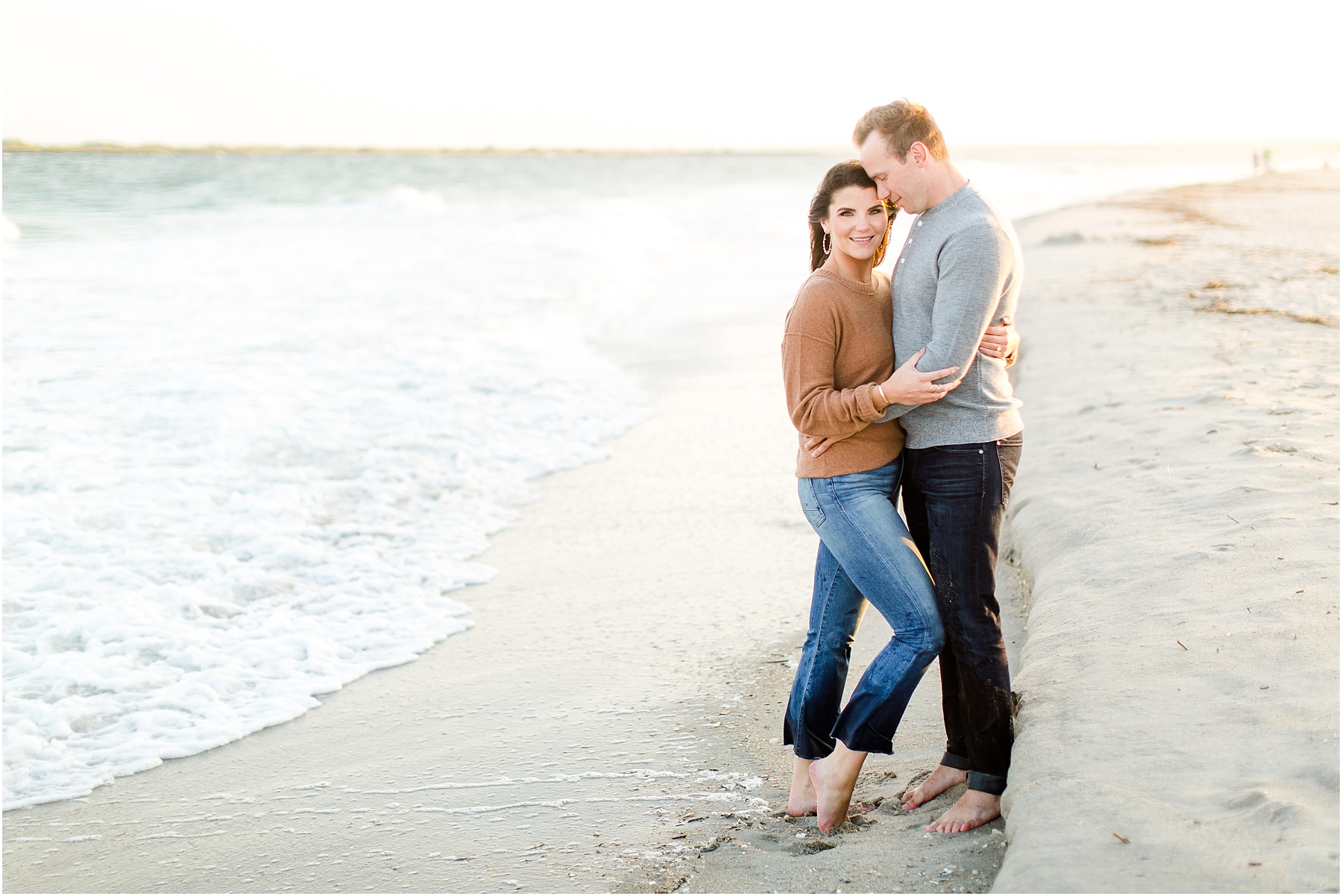 winter coastal engagement session