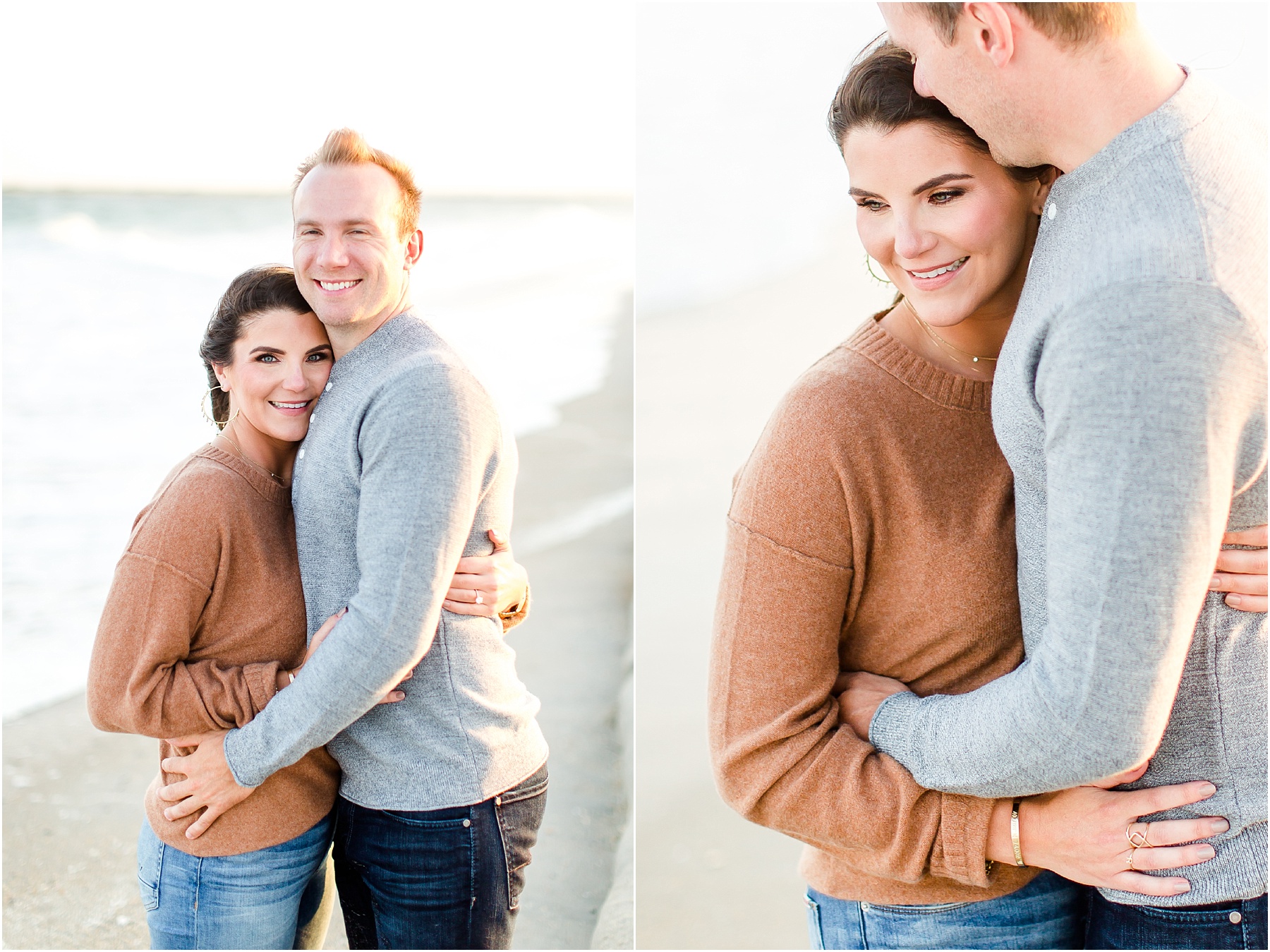 winter coastal engagement session