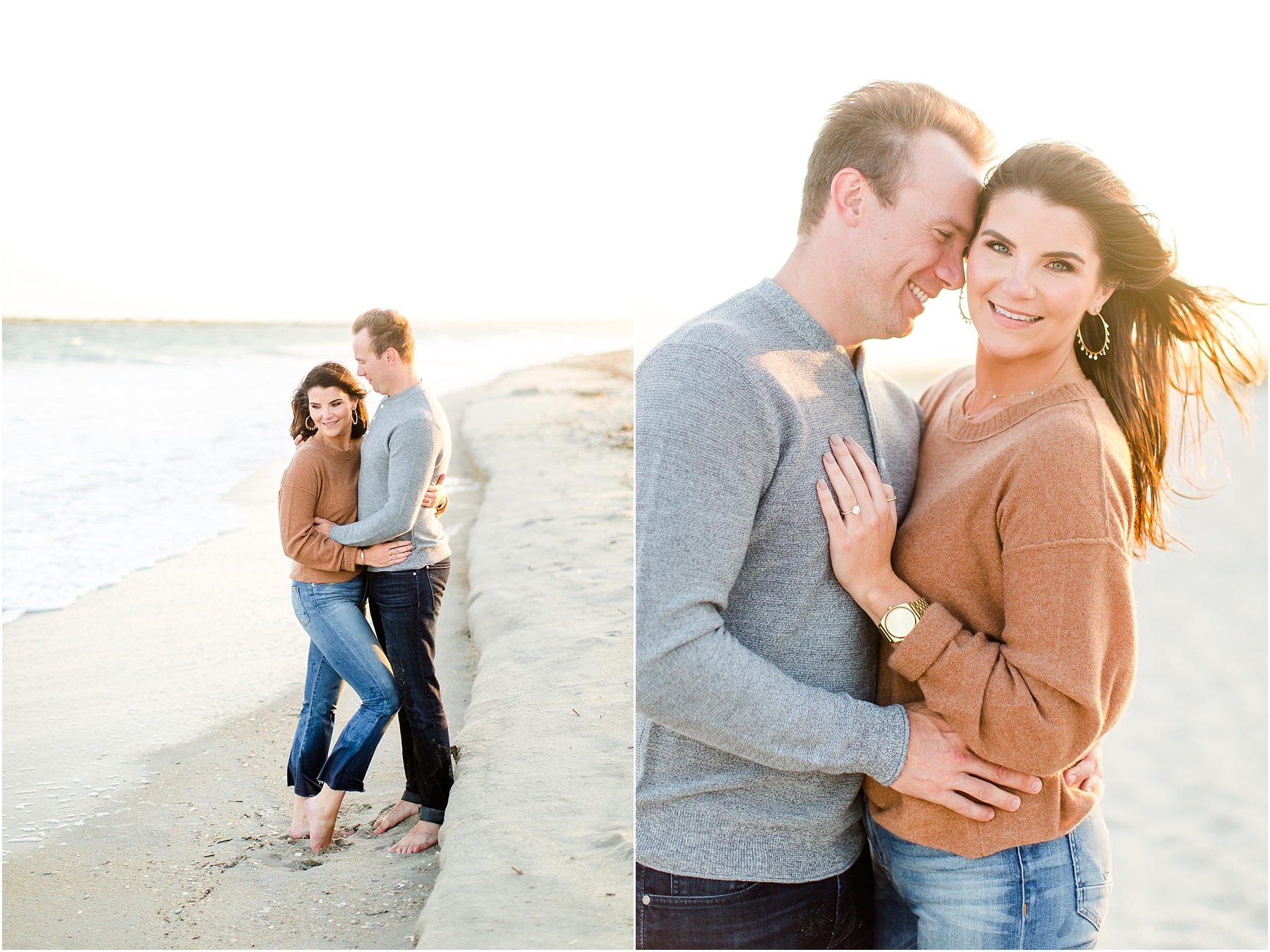 winter coastal engagement session