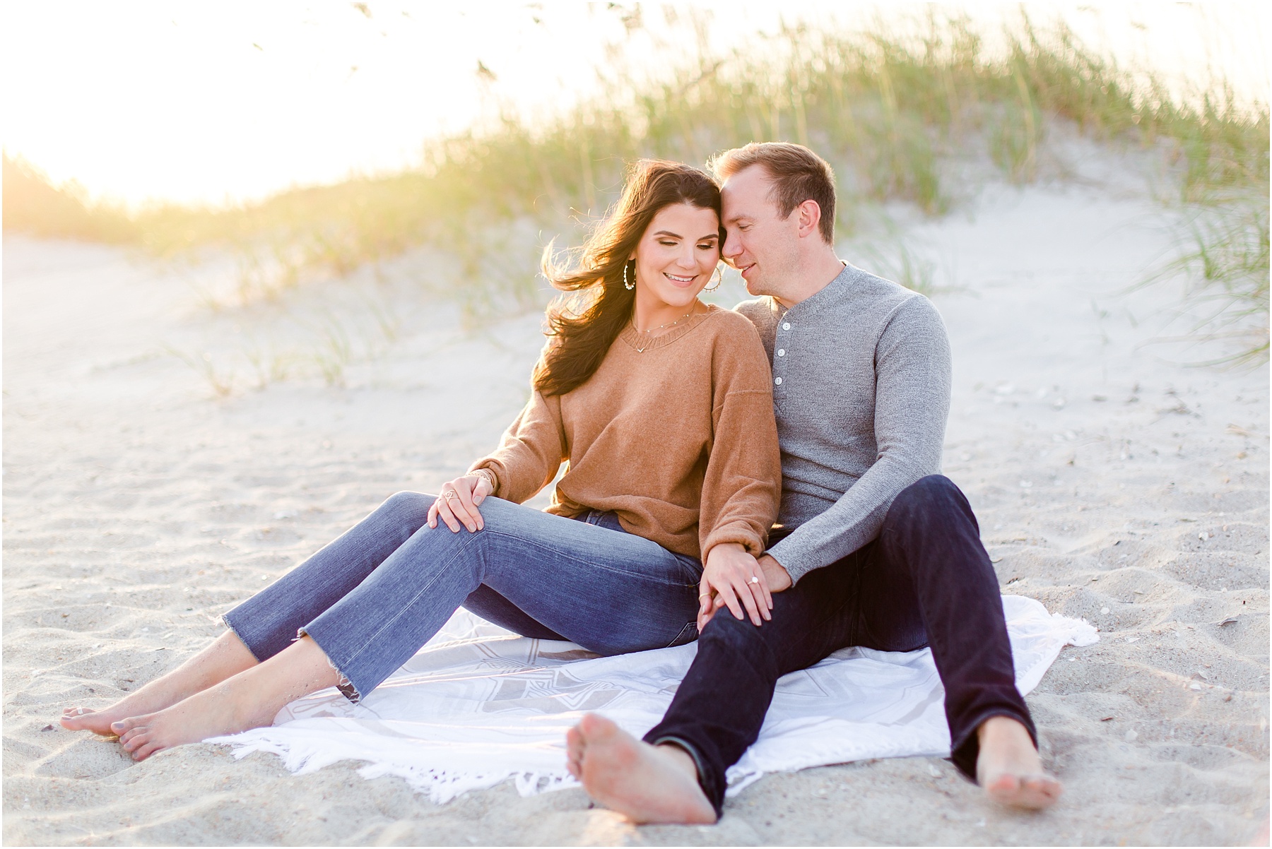 winter coastal engagement session