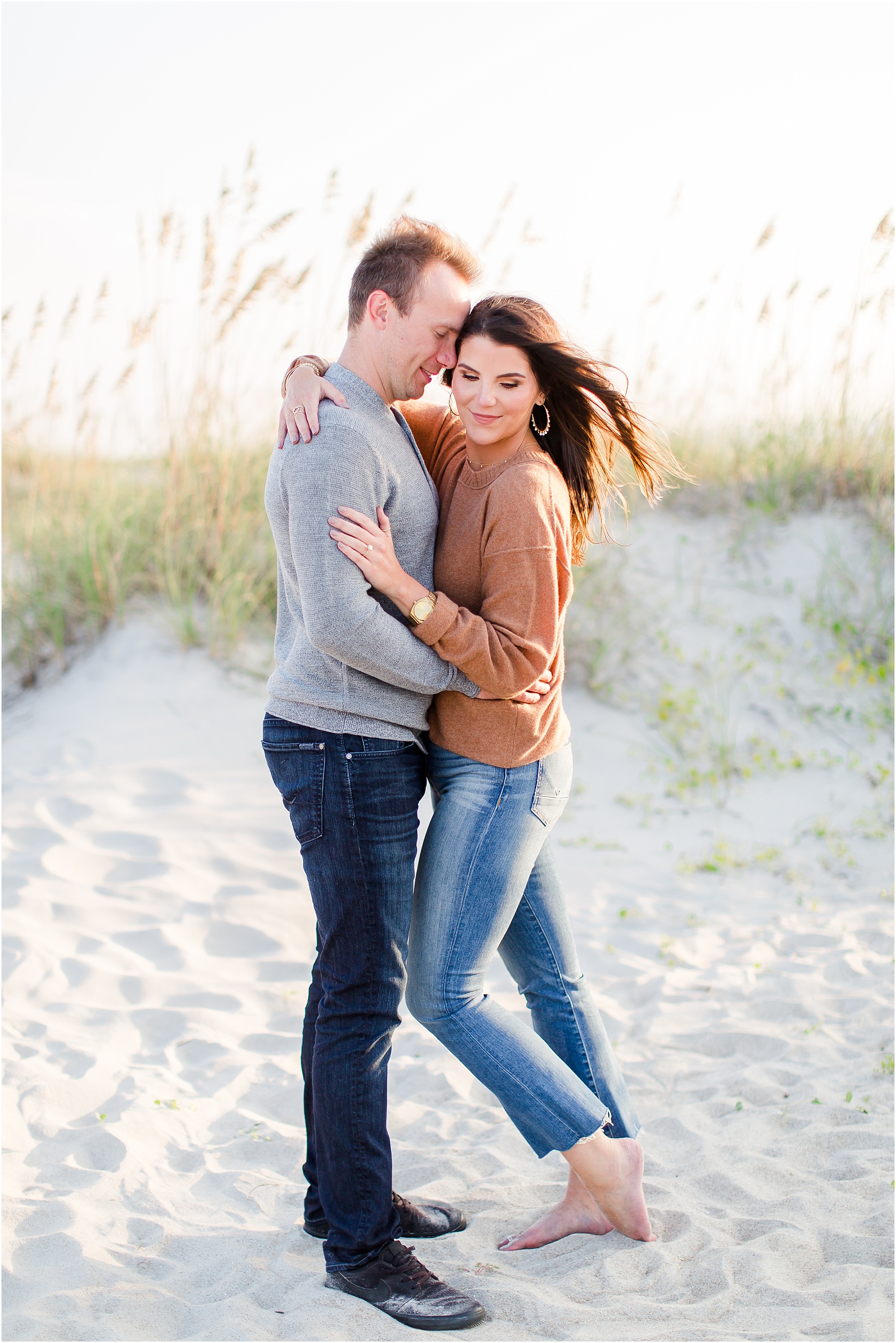 winter coastal engagement session