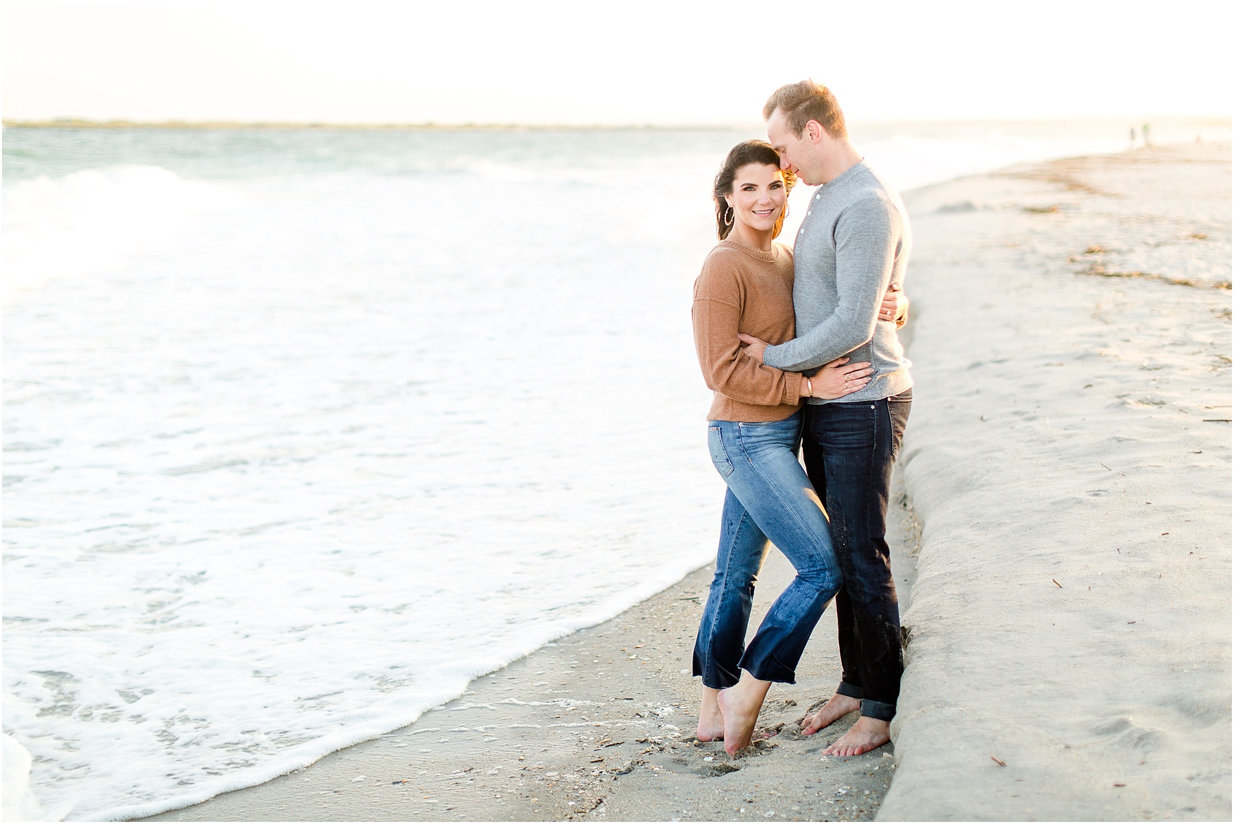 winter coastal engagement session