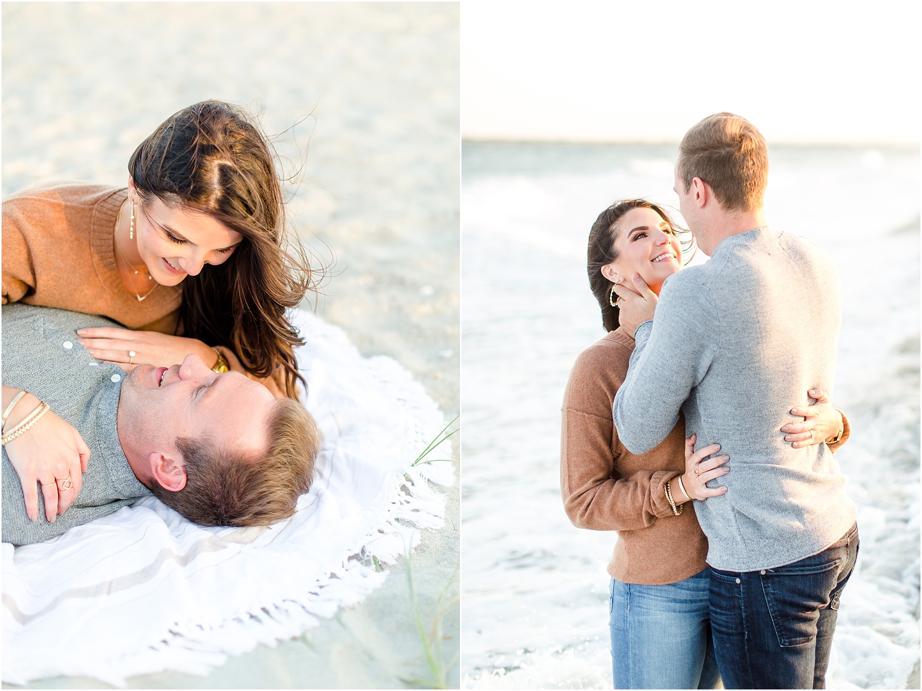 winter coastal engagement session