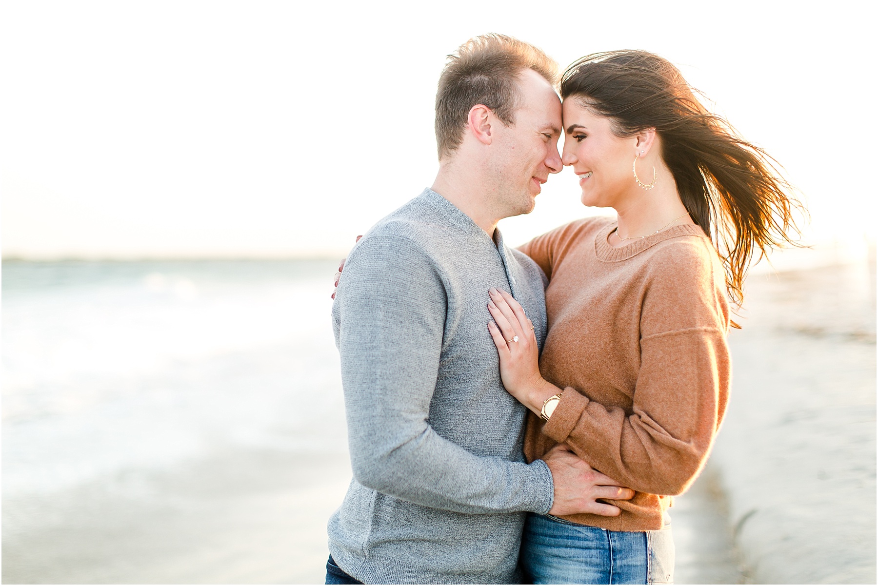 winter coastal engagement session