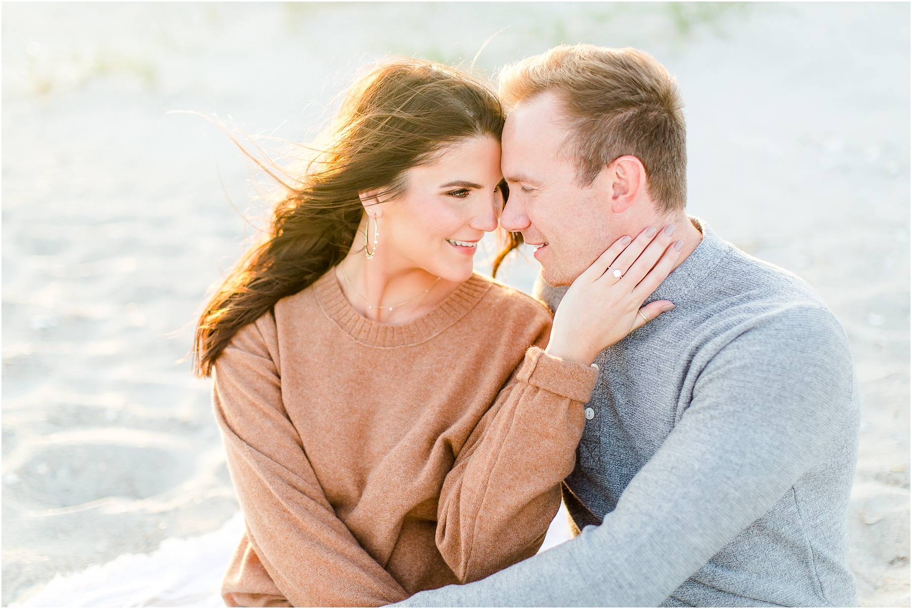 winter coastal engagement session